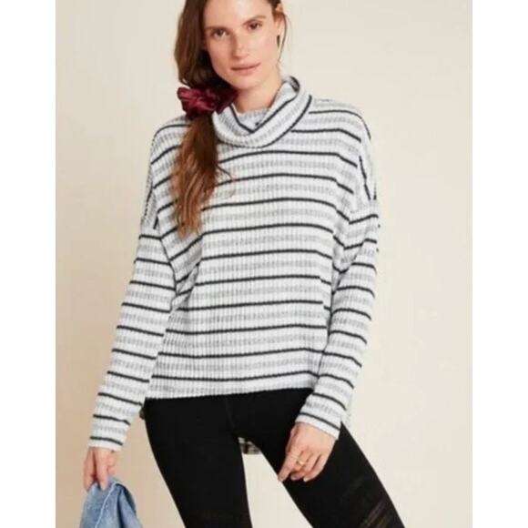 Anthropologie Saturday Sunday Pippa Hacci Top Womens Large Striped Cowl Neck - Picture 1 of 14